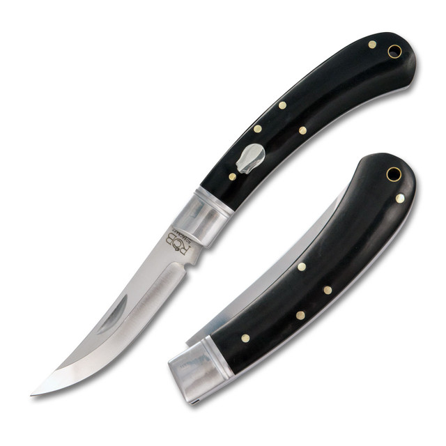 RoseCraft Riverbend Skinner Folding Knife Black Micarta Handle D2