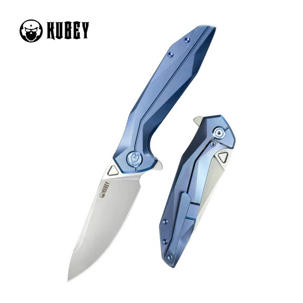 Kubey Nova Folding Knife Green Titanium Handle 14C28N Drop Point