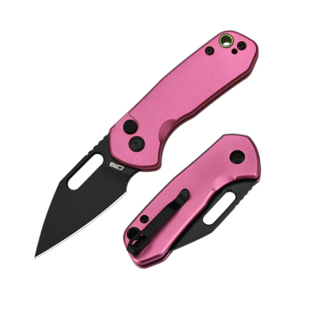 CJRB Mini Pyrite Pocket Knife Pink Aluminum Handle AR-RPM9 Drop Point Blade  J1934-PK
