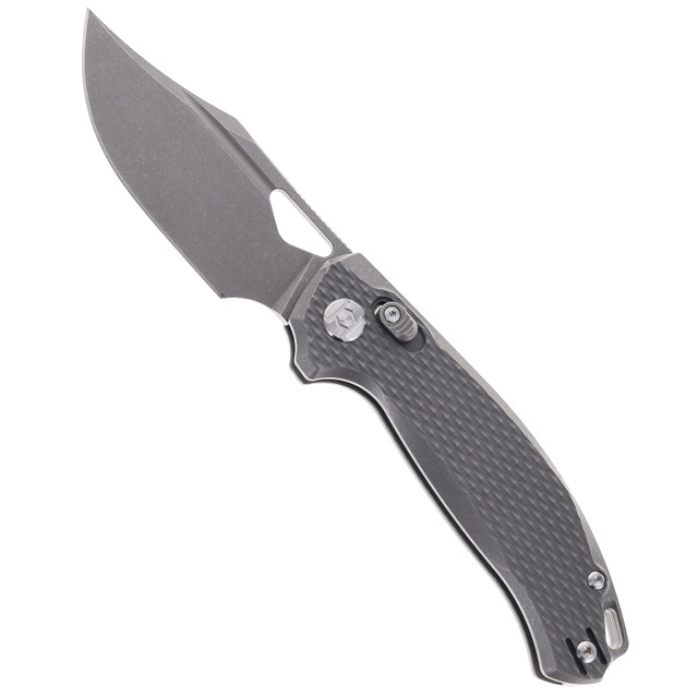 Kunwu Compact Chad Folding Knife Black Carbon Fiber Handle