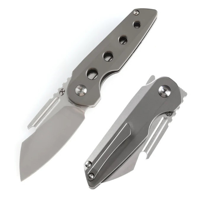 Kizer Feweed Folding Knife Camo Carbon Gold Titanium Handle