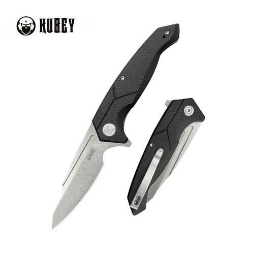 Kubey Timberwolf Folding Knife Black G10 Handle 14C28N Kurki Plain