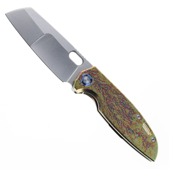 Two Sun Folding Knife Titanium Handle 14C28N Plain Edge TS450