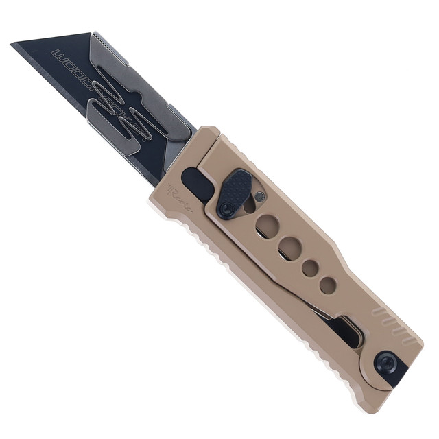 Reate Exo-U Utility Knife Bronze Aluminum Speed Hole - White