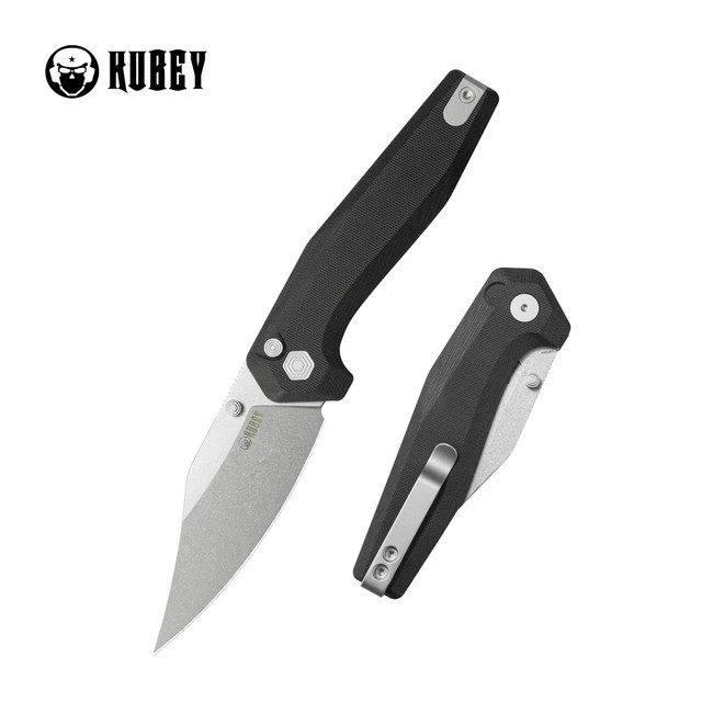 Kubey Yokai Folding Knife Black G10 Handle 14C28N Tanto Point