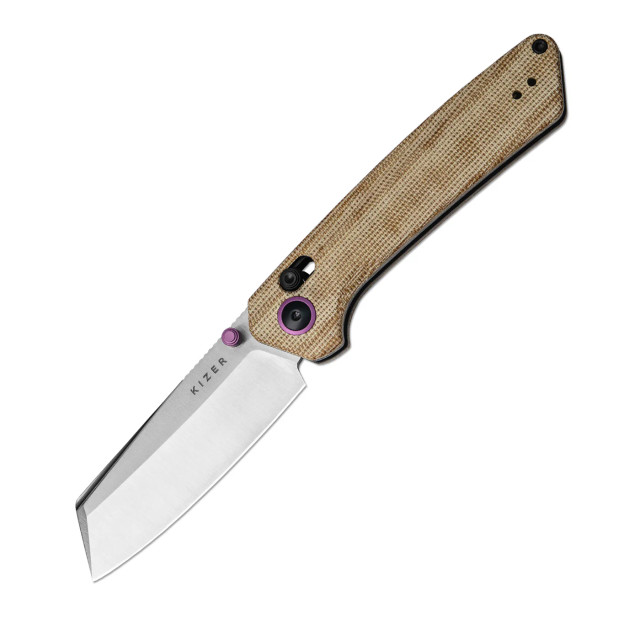 Kizer Dawn Folding Knife Silver Titanium Handle S35VN