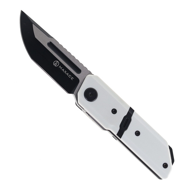 Maxace Capsul Pocket Knife Black & Green G10 Handle Front Flipper