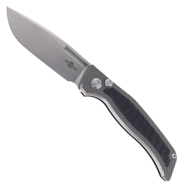 Kansept Niko Fixed Blade Knife Blue Titanium Handle D2 Clip