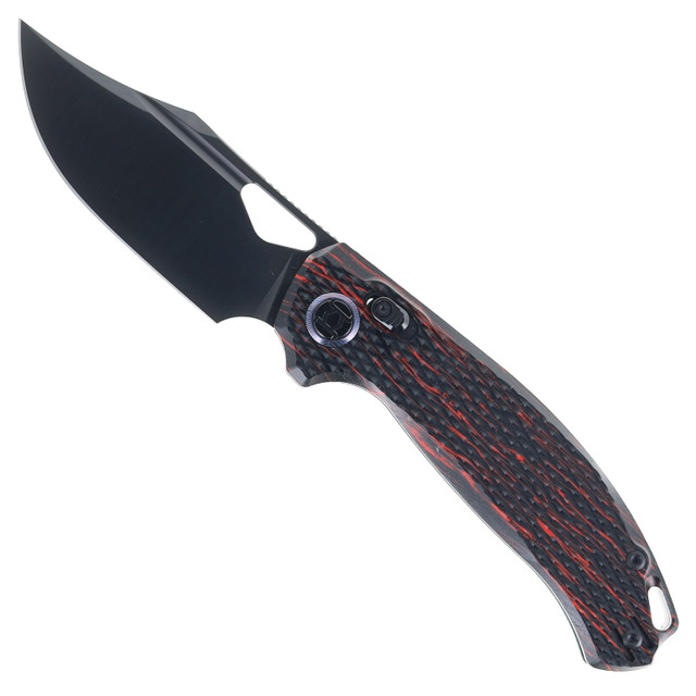 Kunwu Django XL Folding Knife Black Carbon Fiber Handle Elmax