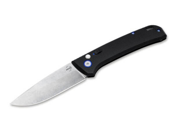 Boker FRND Auto Knife Black Grivory Handle D2 Drop Point Plain