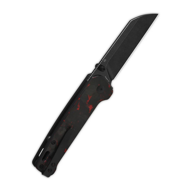 Miguron Velona Folding Knife Red Gmascus Handle 14C28N Plain Dark