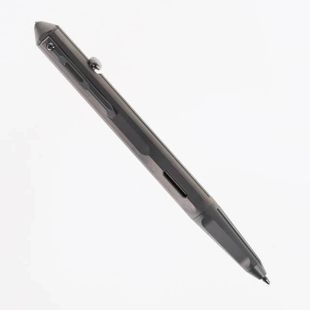 Two Sun Lock Key Ring Necklace Pen Titanium Body Black Ink