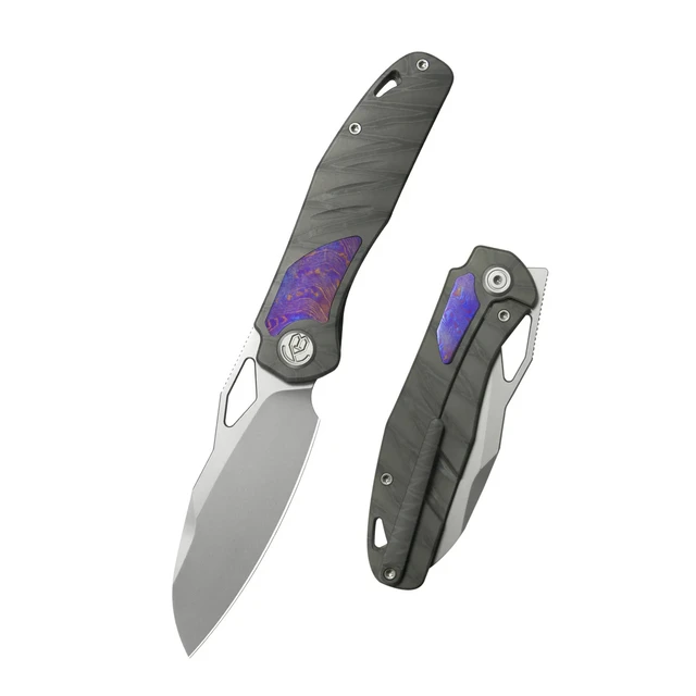 KB Sudden Folding Knife Titanium/Timascus Handlle 20CV Sheepsfoot