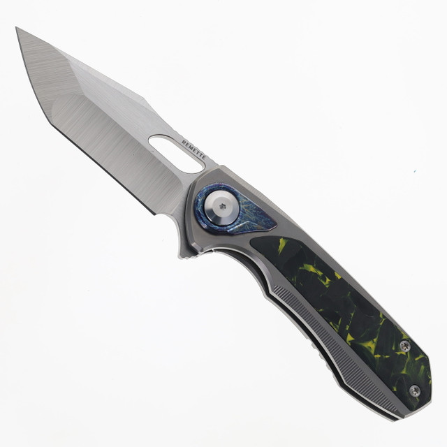 Remette RT-Cool Leopard Folding Knife Blue Titanium Handle M390