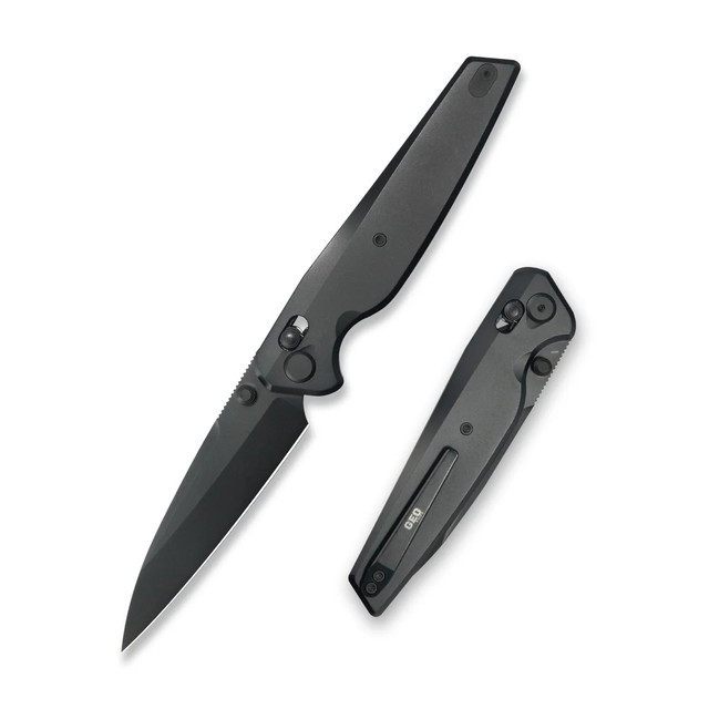 Geo Fantasm Folding Knife Gray Titanium Handle M390 Drop Point