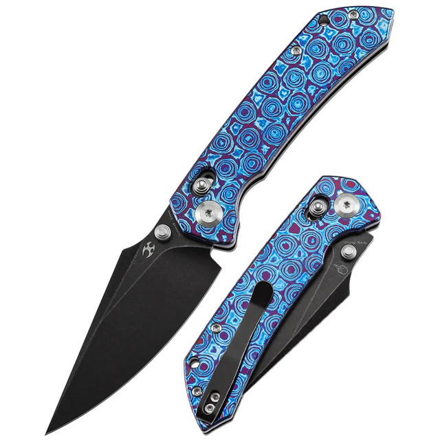 Kansept Fenrir Folding Knife Timascus Handle S35VN Plain Edge
