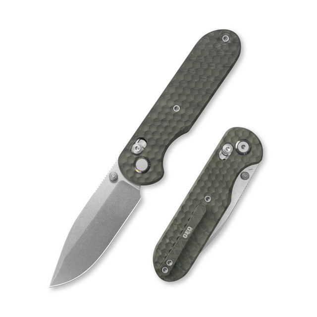 Ge0 Blaze Folding Knife Tiger Stripe Flamed Titanium Handle M390