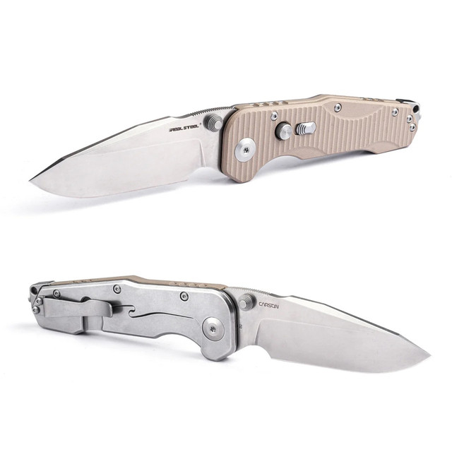 S。 Real Steel Evolution Ironclad Folding Knife Coyote G10 Handle D2