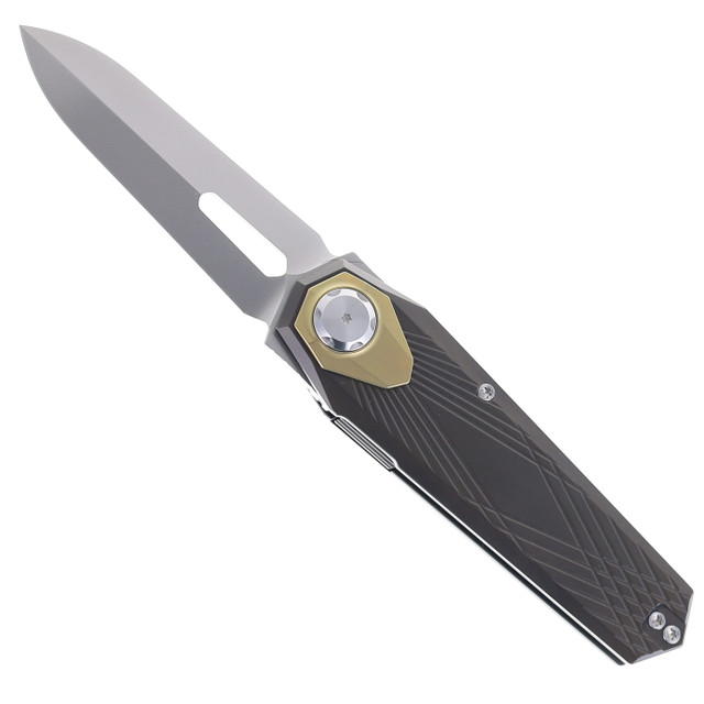 Reate EXO Pocket Knife Black Micarta Inlay Handle PVD/Satin Emax