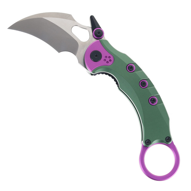 Maxace Blacklight Karambit Folding Knife Black-Red Aluminum Handle
