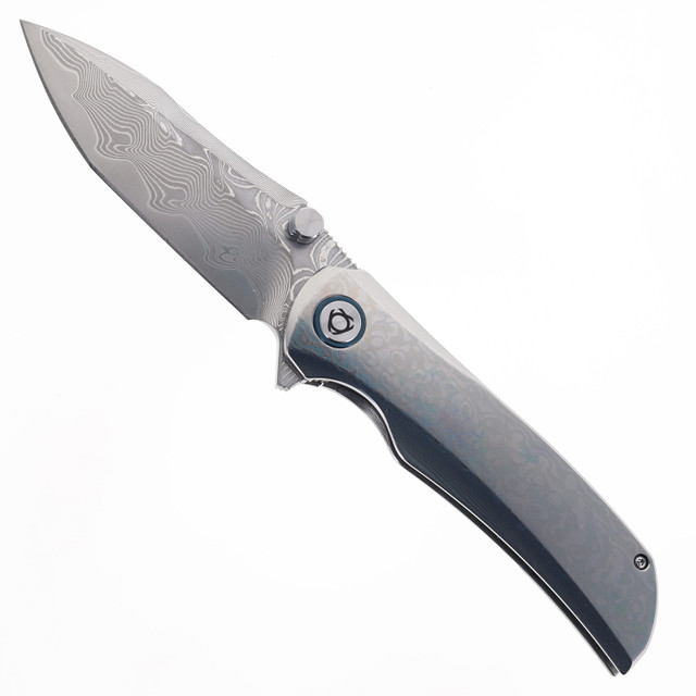SixLeaf SL-86 Folding Knife Flame Titanium Handle Drop Point