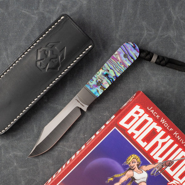 Jack Wolf Knives Collusion Fixed Blade Titanium Stripe Handle S90V