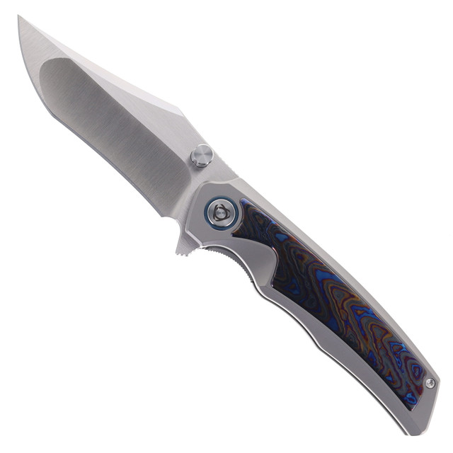 SixLeaf Folding Knife Color Engrave Titanium Handle RWL34+PMC27