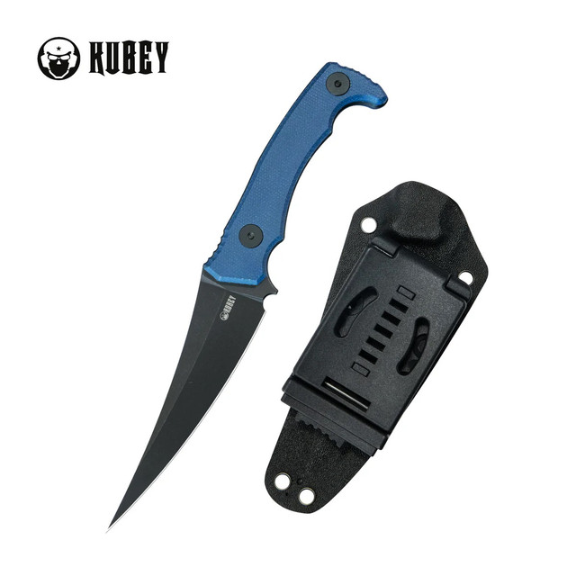 Kubey Sicarii Fixed Blade Knife Blue Micarta Handle 14C28N Skinner