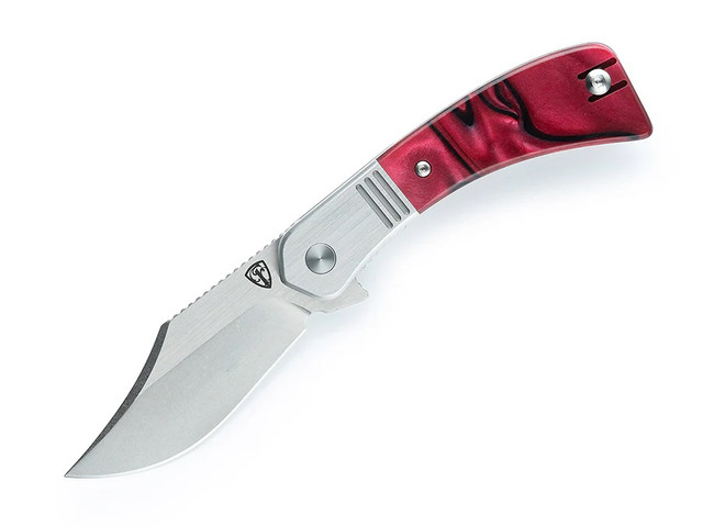 Finch Snub Nose Folding Knife Abalone Handle 154CM Plain Edge