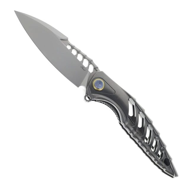 Rike Viper 2 A Folding Knife Titanium Handle w/ Green Carbon Fiber