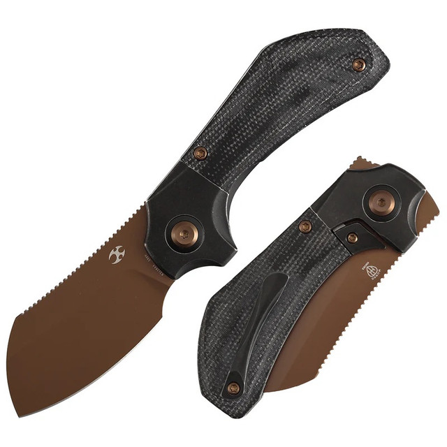 Kansept Pluto Folding Knife Black Titanium/Gold Flake Carbon Fiber