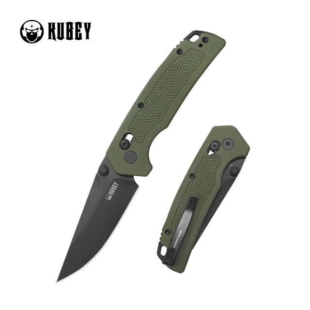 Kubey Freki Folding Knife Black G10 Handle 14C28N Drop Point Plain