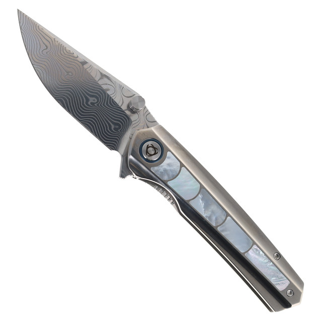 SixLeaf Folding Knife Color Zirconium Handle Dragon Damascus Plain