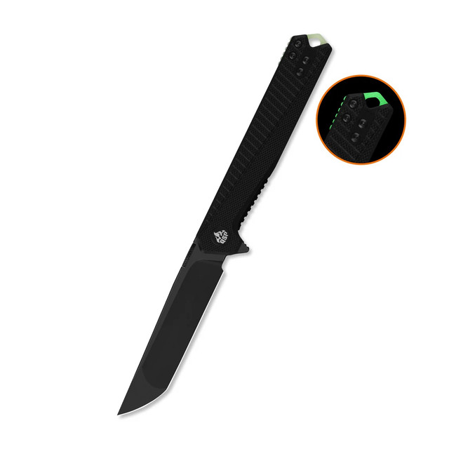 QSP Mantis Folding Knife Black G10 Handle Nitro-V Clip Point Plain