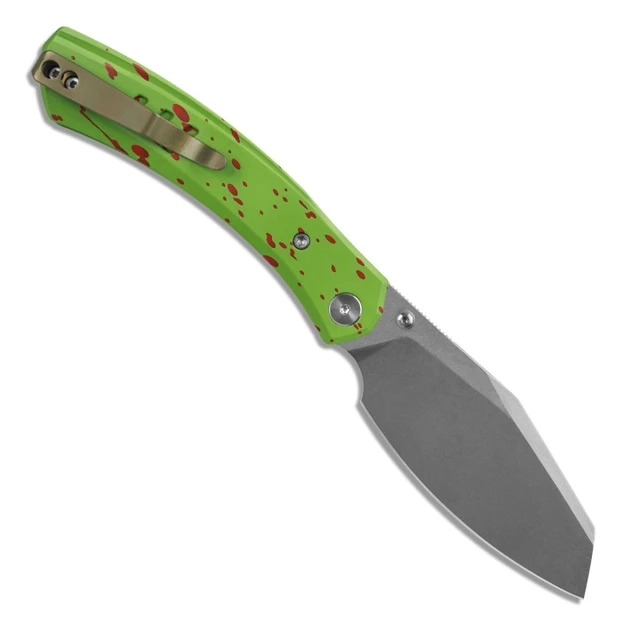 Petrified Fish Front Flipper Folding Knife Khaki Micarta Handle