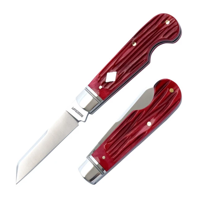 RoseCraft Appalachian Jack Folding Knife Red Barnboard Jigged Bone