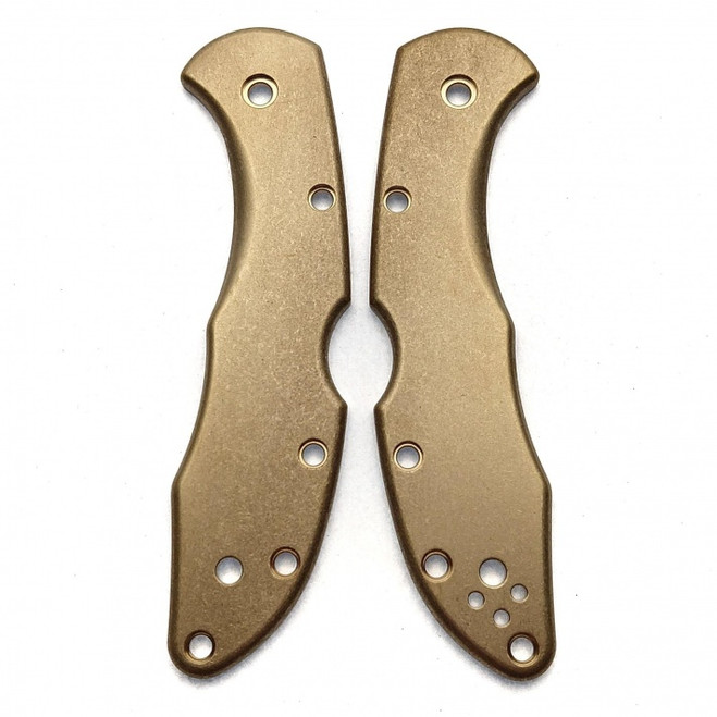 Flytanium Stonewash Brass Scales for Spyderco Delica Knife