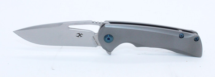 Kansept Mini Kryo Flipper Knife Gray Titanium Handle Plain S35VN Blade K2001A1