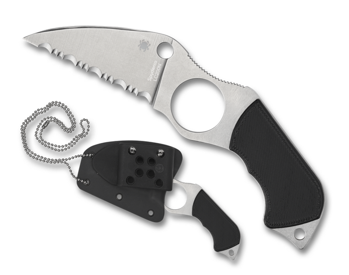 Spyderco Swick 6 Small Fixed Knife Black G10 Handle Serrated LC200N Blade FB14S6 Spyderco Swick 6 Small Fixed Knife Black G10 Handle Serrated LC200N Blade FB14S6