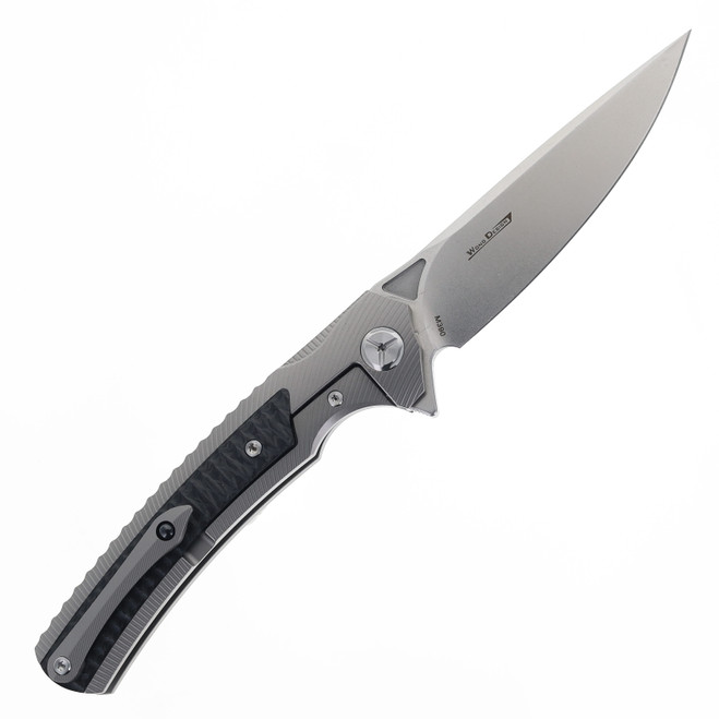 美品！　Ti180 LONG SL2 TwoSun TS81 Frame Lock Knife Titanium + CF Handle M390 Blade TS81-M390