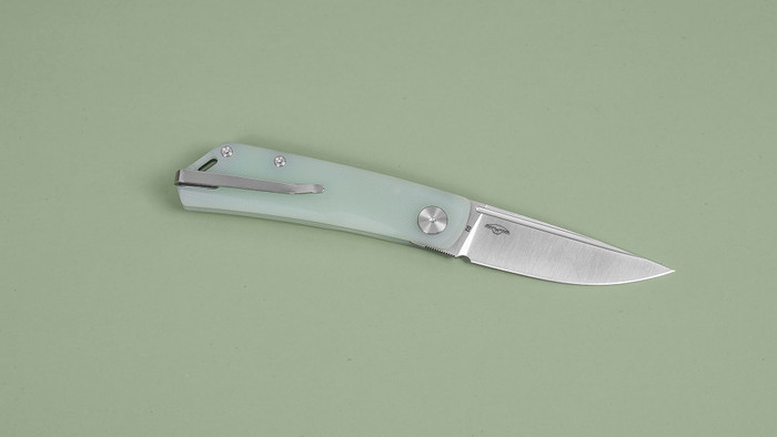 あい。 Real Steel Luna Slip Joint Knife Jade G10 Handle Plain Edge D2 Blade