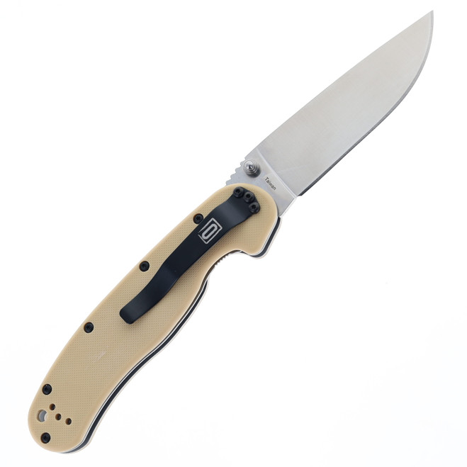 Ontario RAT 1 Folding Knife Plain Edge Satin Finish Dessert Tan