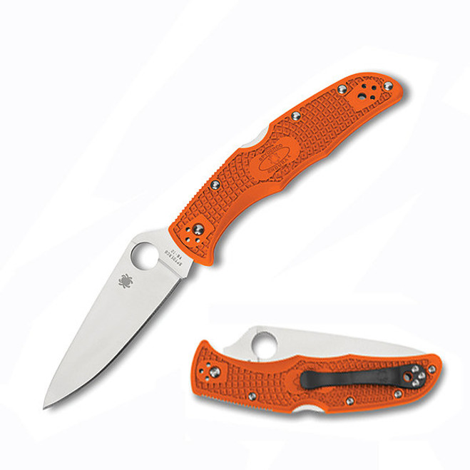 Spyderco Endura 4 Flat Ground Folding Knife VG10 Satin Steel Blade ORANGE FRN Handle  Spyderco Endura 4 Flat Ground Folding Knife VG10 Satin Steel Blade ORANGE FRN Handle
