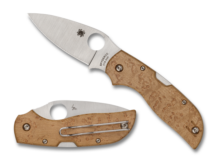 Spyderco Chaparral Folding Knife Wood Handle CTS-XHP Drop Point Plain Edge C152WDP Spyderco Chaparral Folding Knife Wood Handle CTS-XHP Drop Point Plain Edge C152WDP