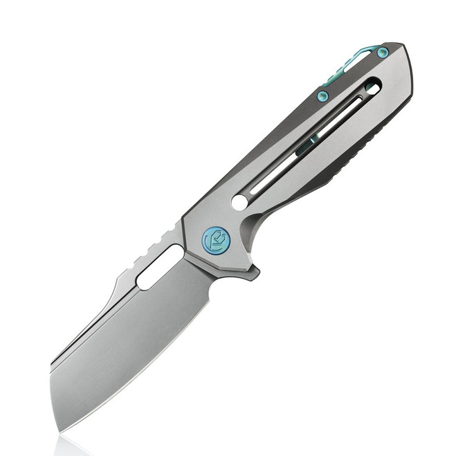 Kubey KB290A Folding Knife Gray Titanium Alloy Handle Plain S35VN Bead Blast Blade