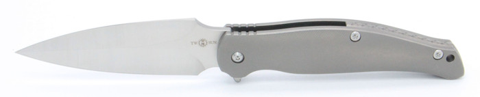 TwoSun Folding Knife Gray Titanium Handle D2 Plain Edge TS248