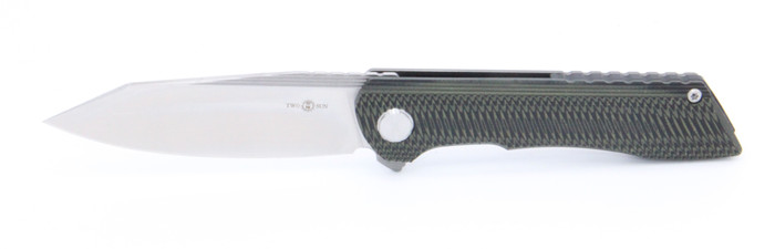 TwoSun Folding Knife Green G10 Handle D2 Plain Edge TS76-G10