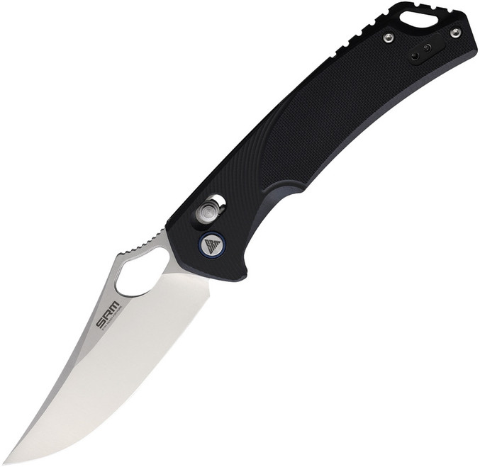 SRM Knives Sanrenmu Folding Knife Black G10 Scales Handle D2 Plain Edge Brush Finish SRM9202