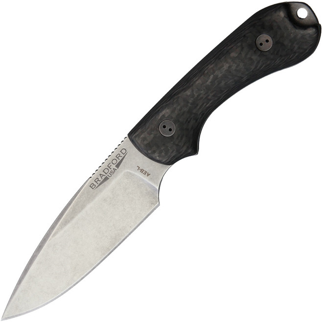 Bradford Guardian 3 Fixed Blade Knife Black Carbon Fiber Handle  AEB-L Plain BRAD3FE114A