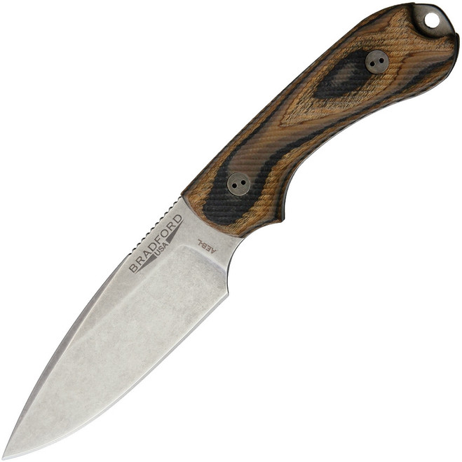 Bradford Guardian 3 3D Fixed Blade Knife Camo Checkerd G Wood Handle AEB-L Plain Edge BRAD3FE115A